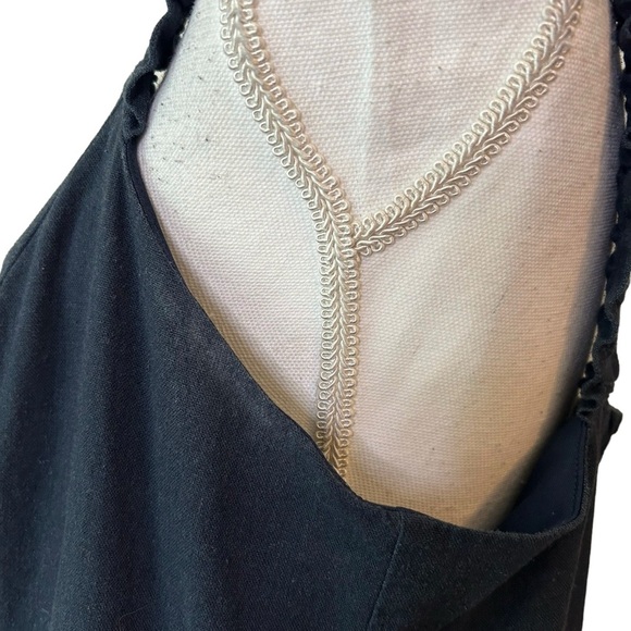 52seven Women's Sleeveless Color Block Tiered Linen Midi Dress SZ 1X Navy Tan - Picture 5 of 11